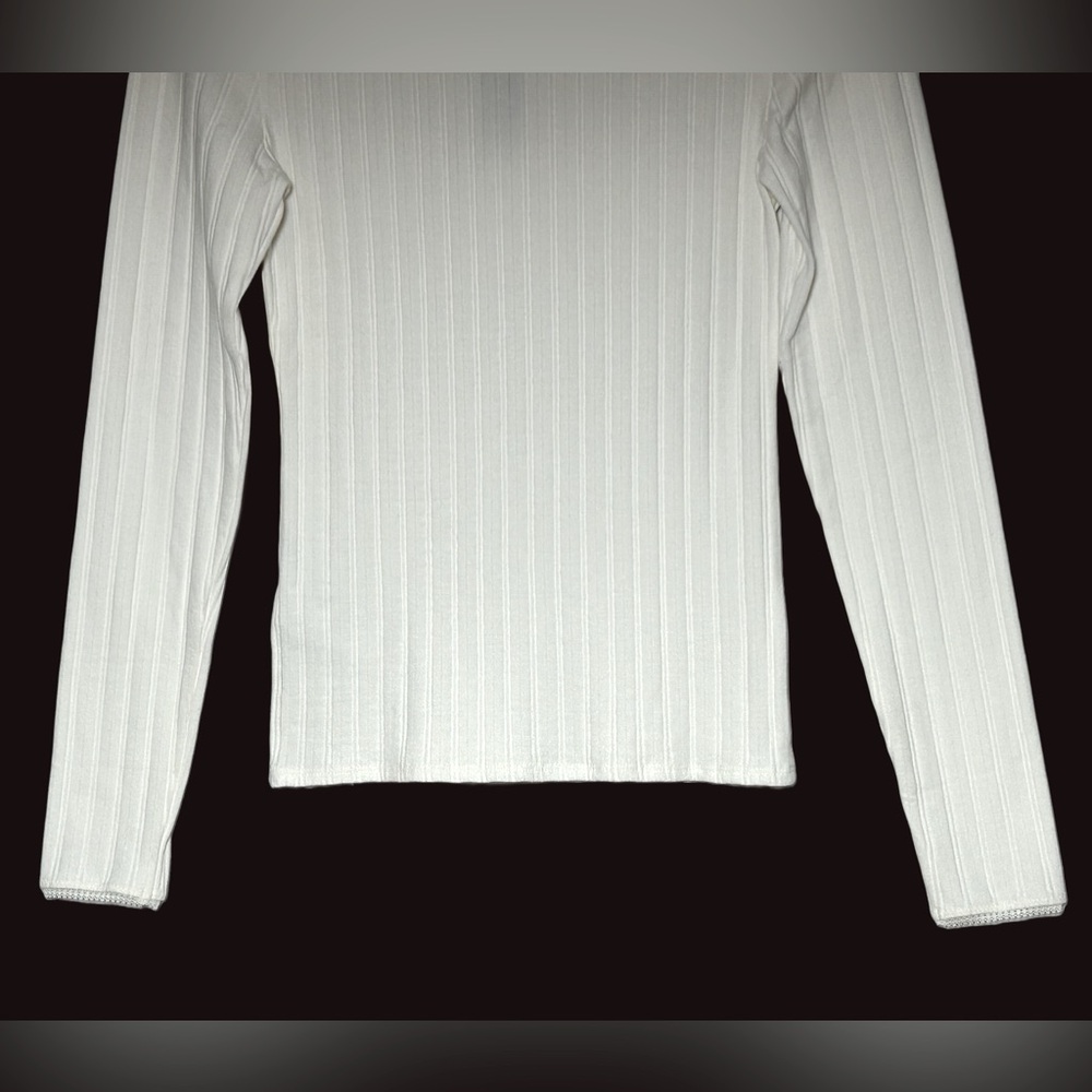 NWT J. Crew Ivory Pointelle Long-Sleeve T-Shirt, Small - Picture 8 of 14
